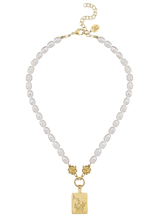 Susan Shaw Jewelry - Gold-Plated Pendant Freshwater Pearl Necklace Bird Bam